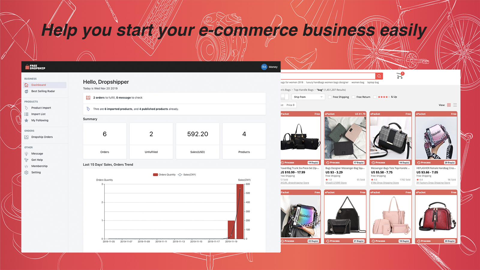 It helps you easily start your e-commerce business