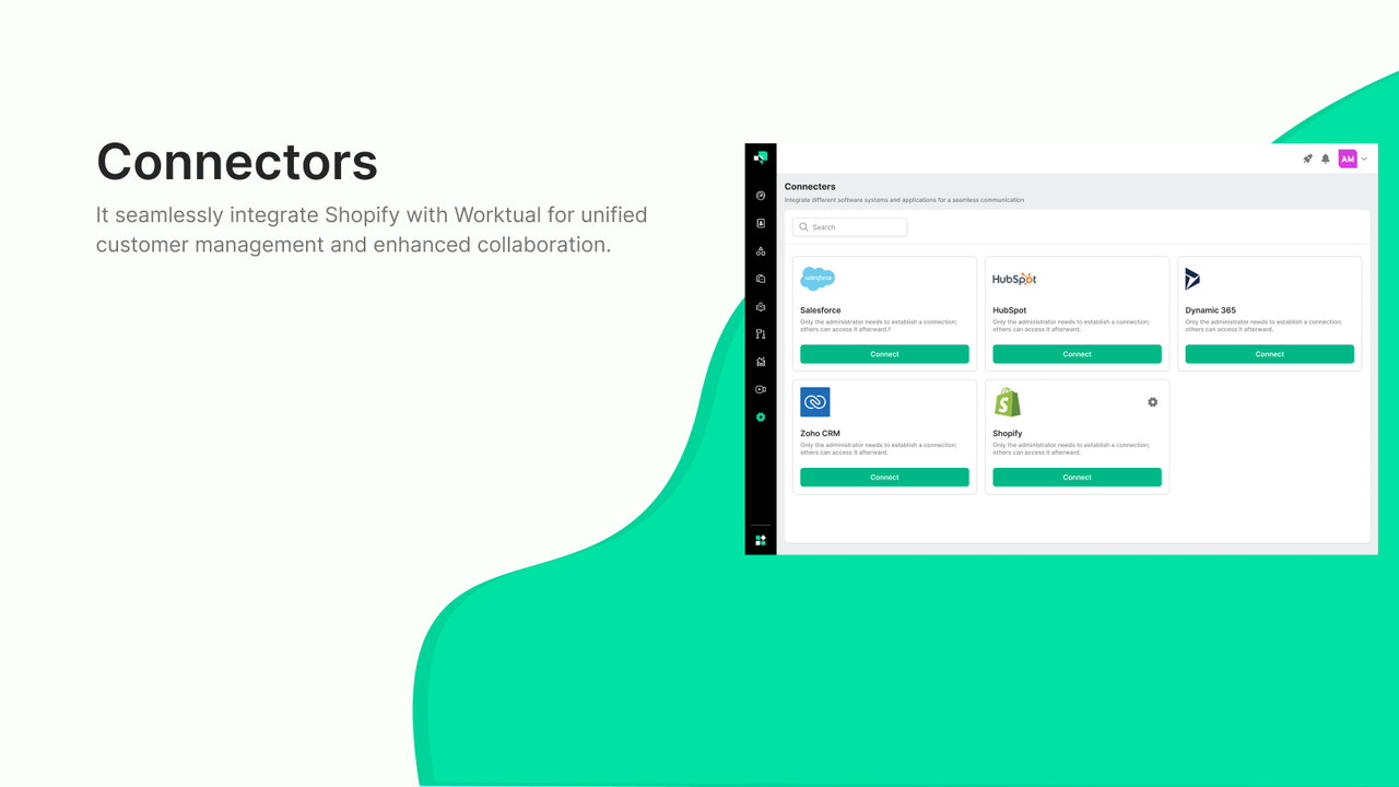 Integra perfeitamente o Shopify com o Worktual para sincronização de contatos