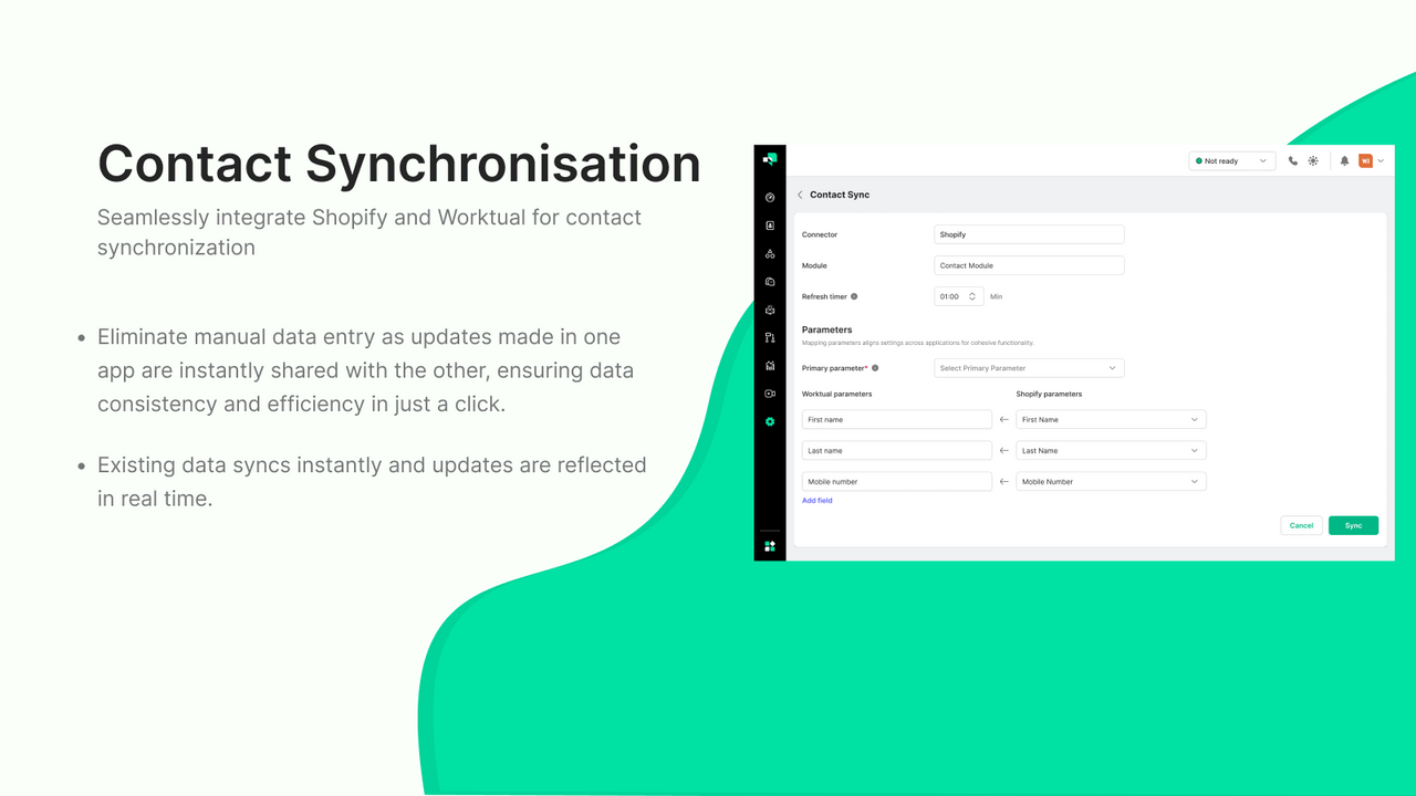 Kortlæg de nødvendige felter for at synkronisere data fra Shopify 