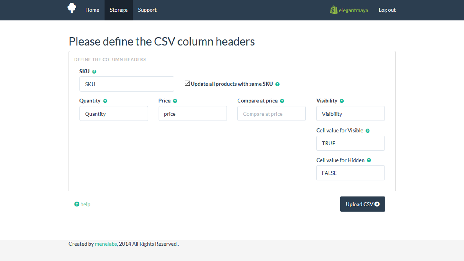 Paramètres CSV du Synchroniseur de Stockage