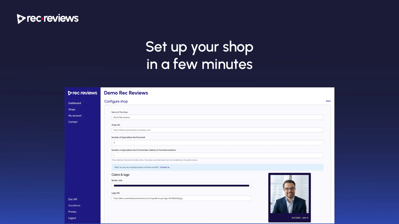 Set up your shop in a few minutes