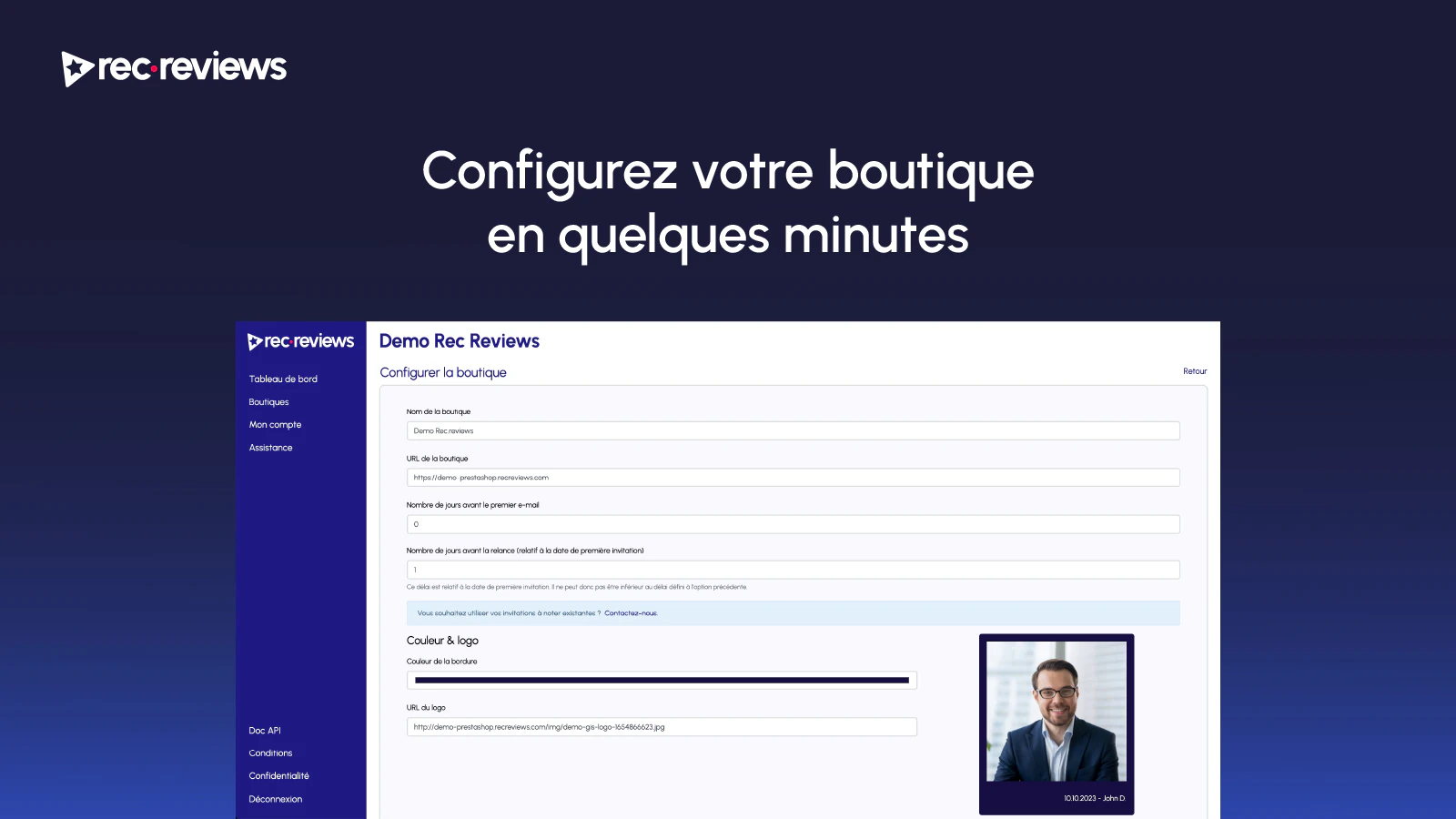 Configurez votre boutique en quelques minutes