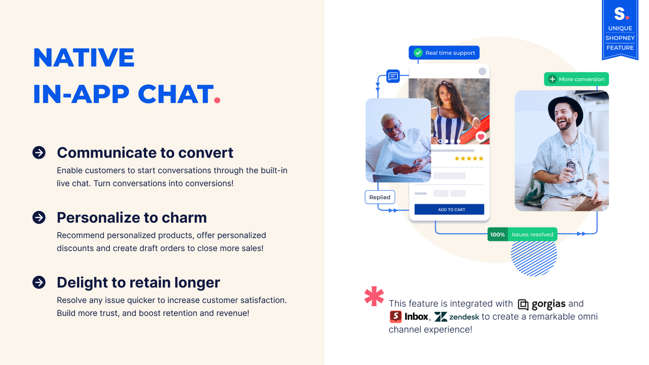 Chat real-time met klanten via Shopify mobiele app