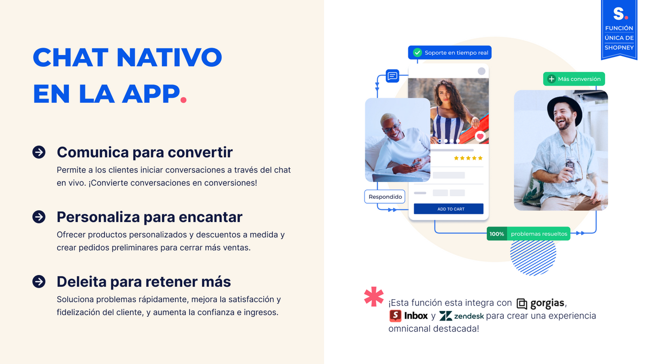 Chatee con los clientes a través de la aplicación móvil Shopify