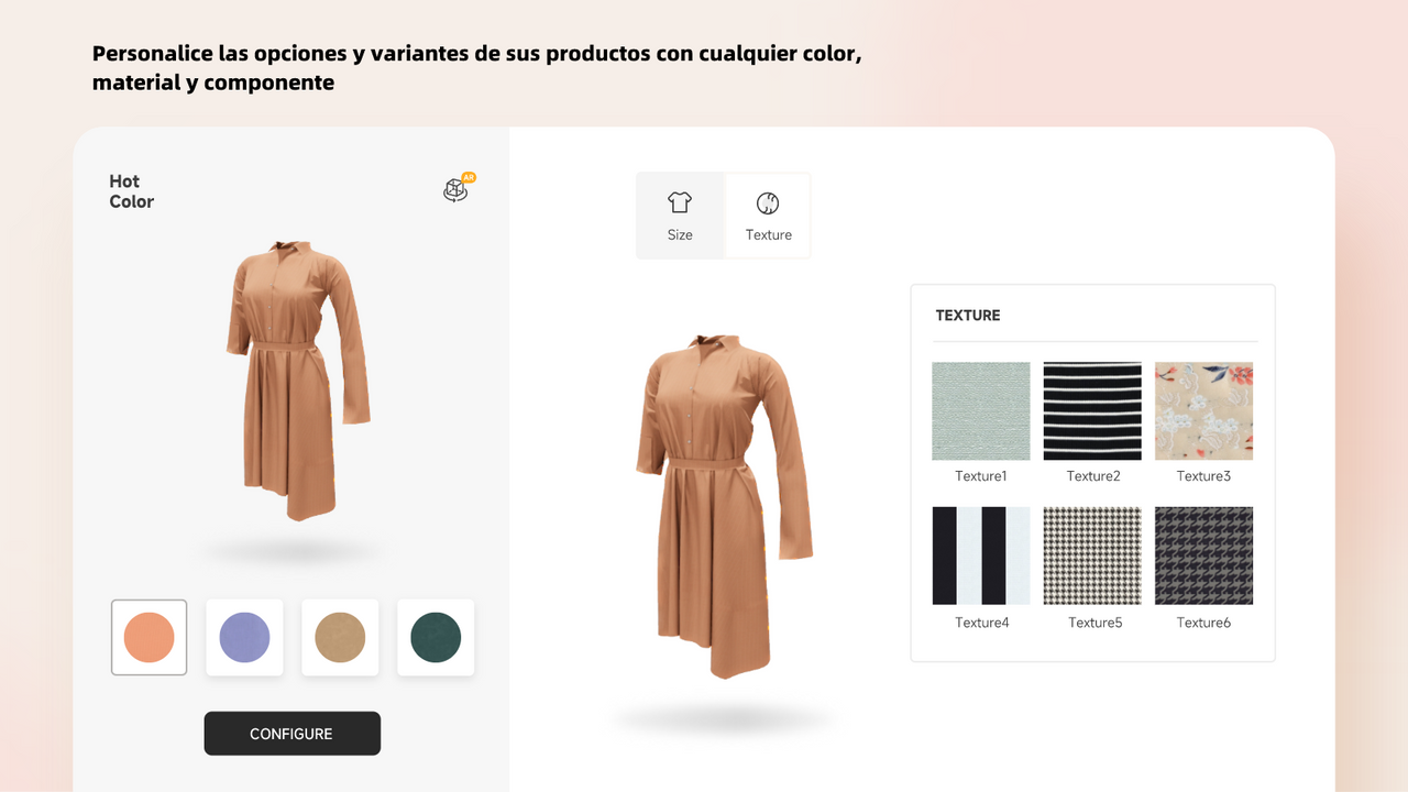 Personalizador 3D y AR, personalizador, opciones, variantes. 