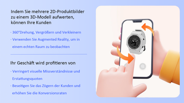 3D- und AR-Produktanpassungen, Optionen, Varianten. 