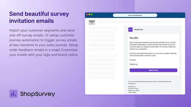 Senden Sie schöne Umfrage-E-Mails | ShopSurvey