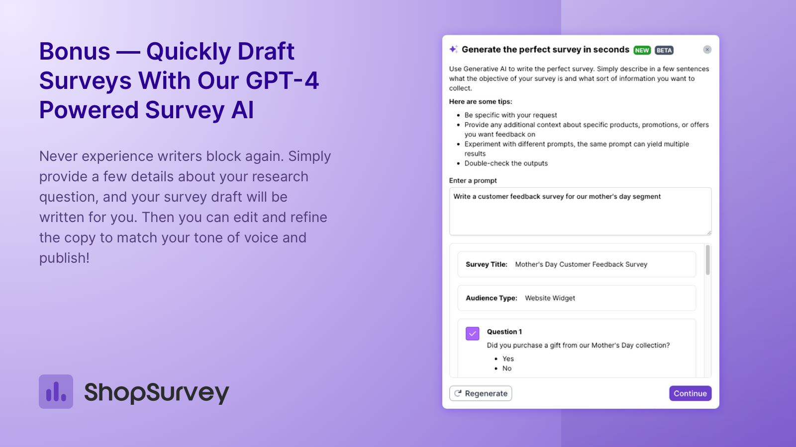 Bonus - Entwerfen Sie schnell Umfragen mit GPT-4 Powered Survey AI