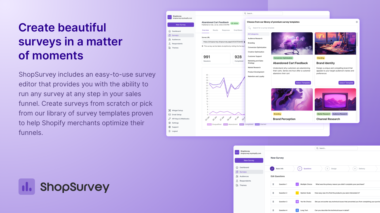 Crea encuestas hermosas en cuestión de momentos | ShopSurvey