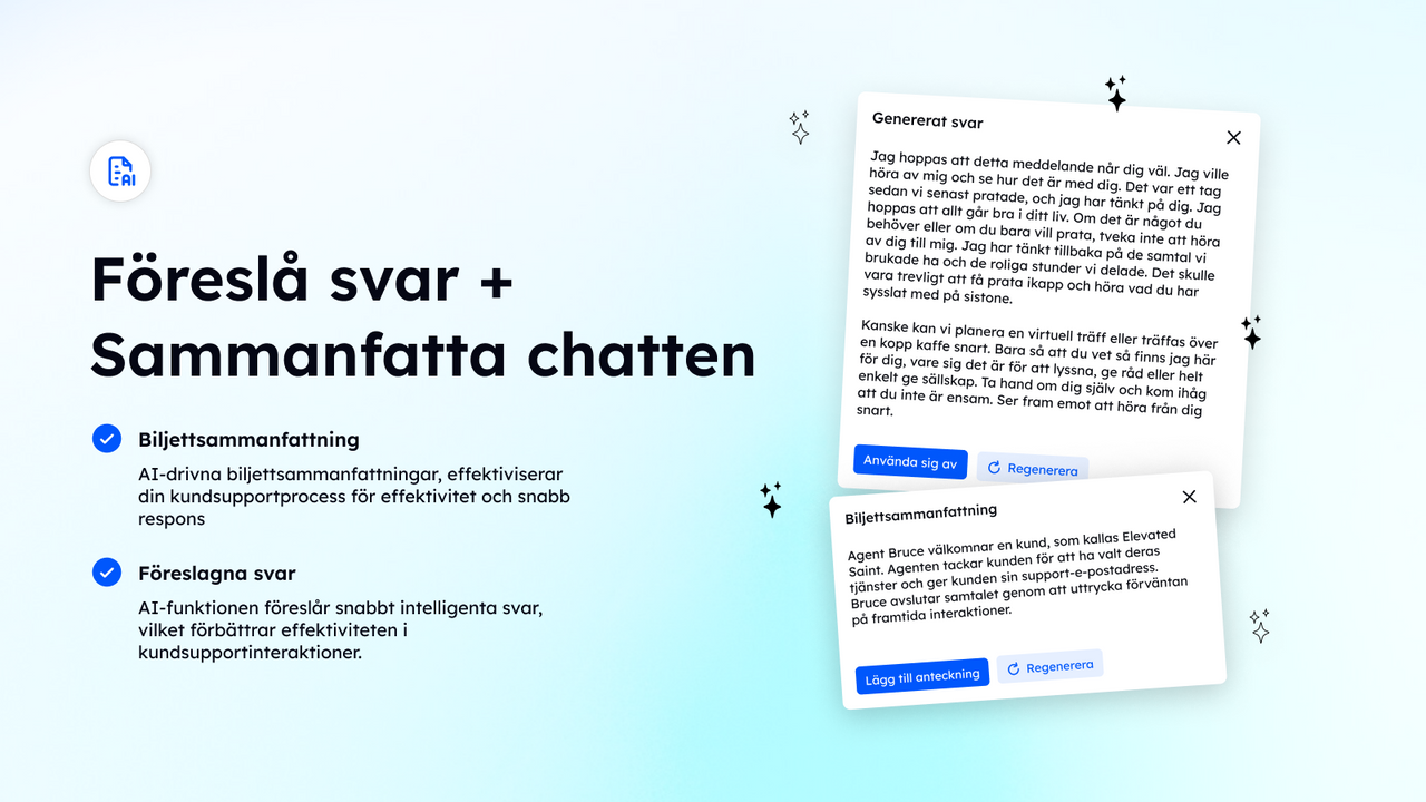 Föreslå svar + Sammanfatta chatten