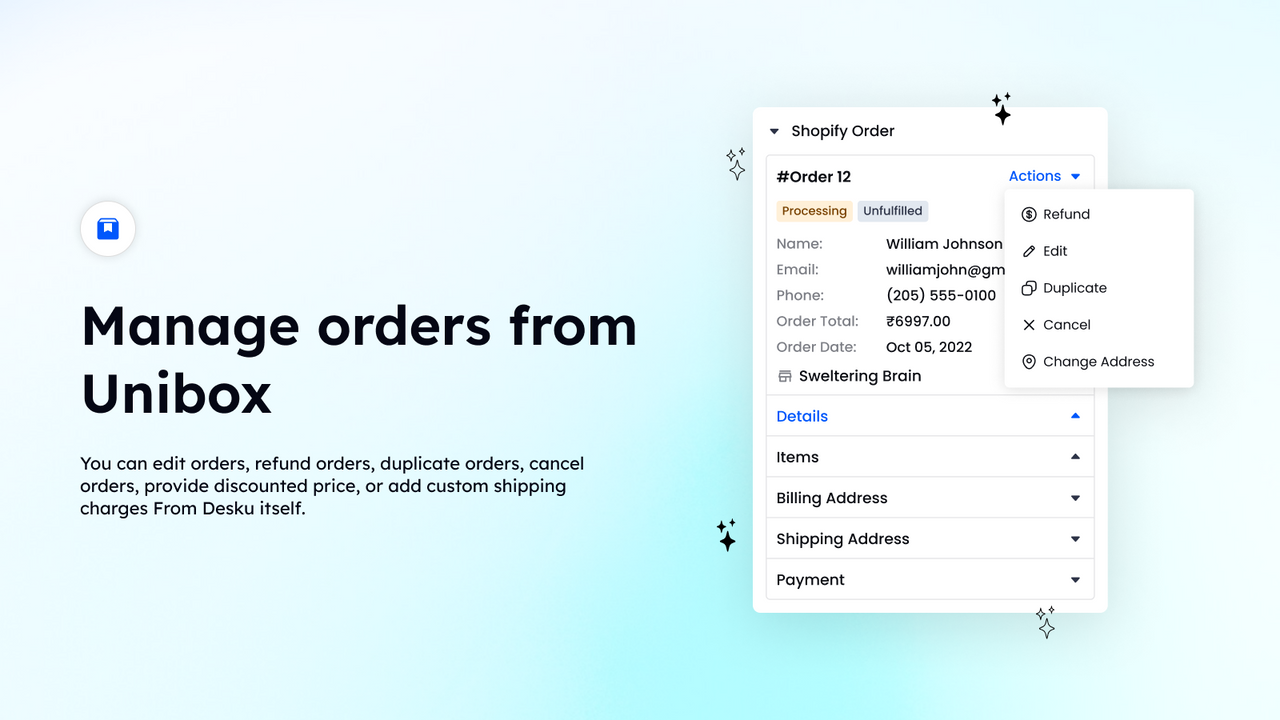 Manage orders from Unibox