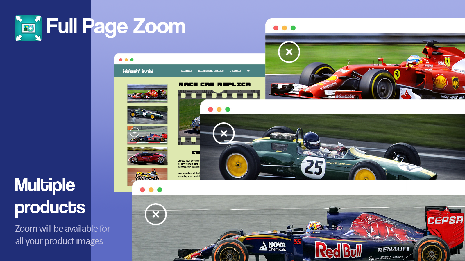 Zoom kommer att vara tillgänglig för alla dina produktbilder
