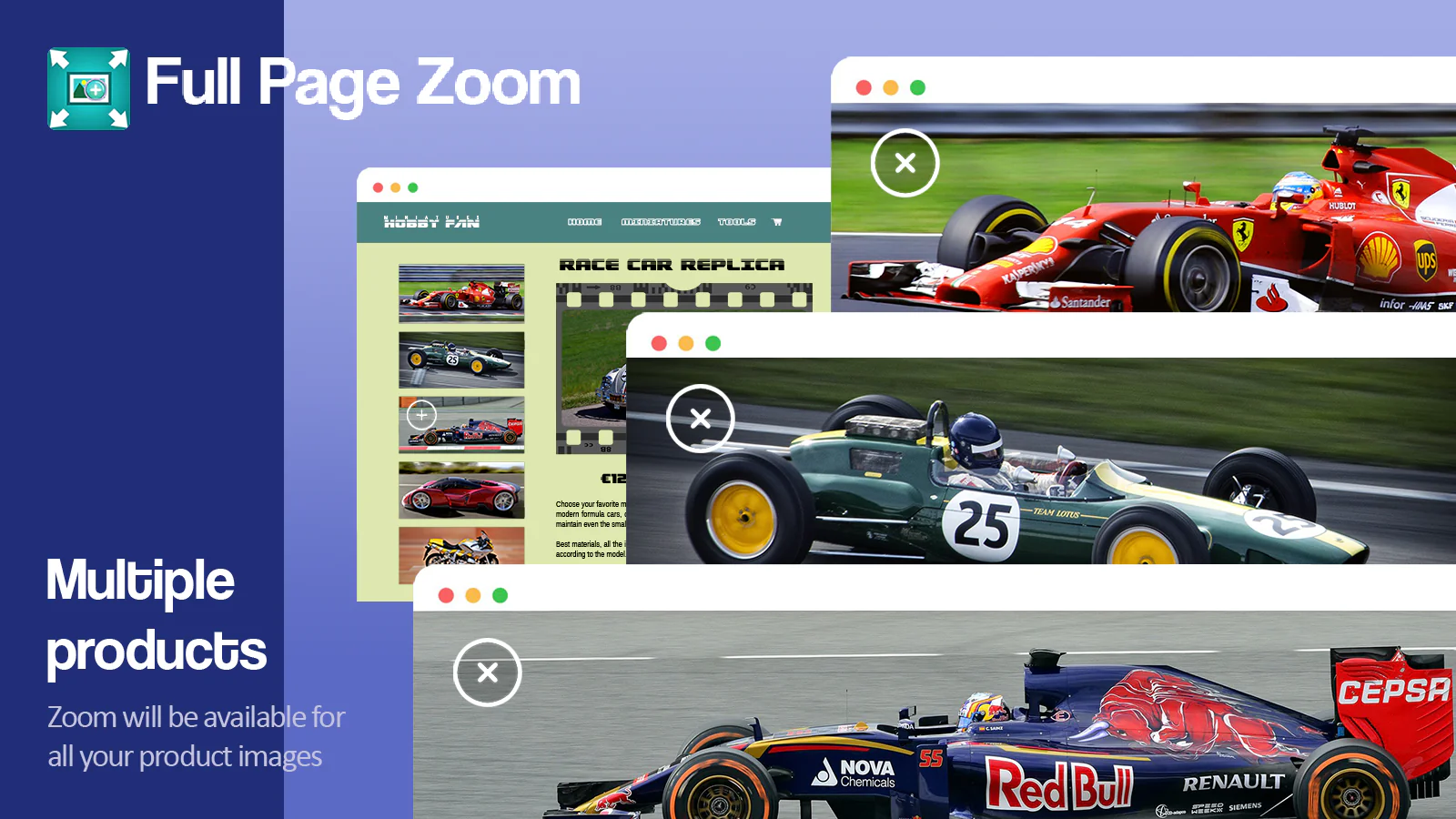 Zoom will be available for all your product images