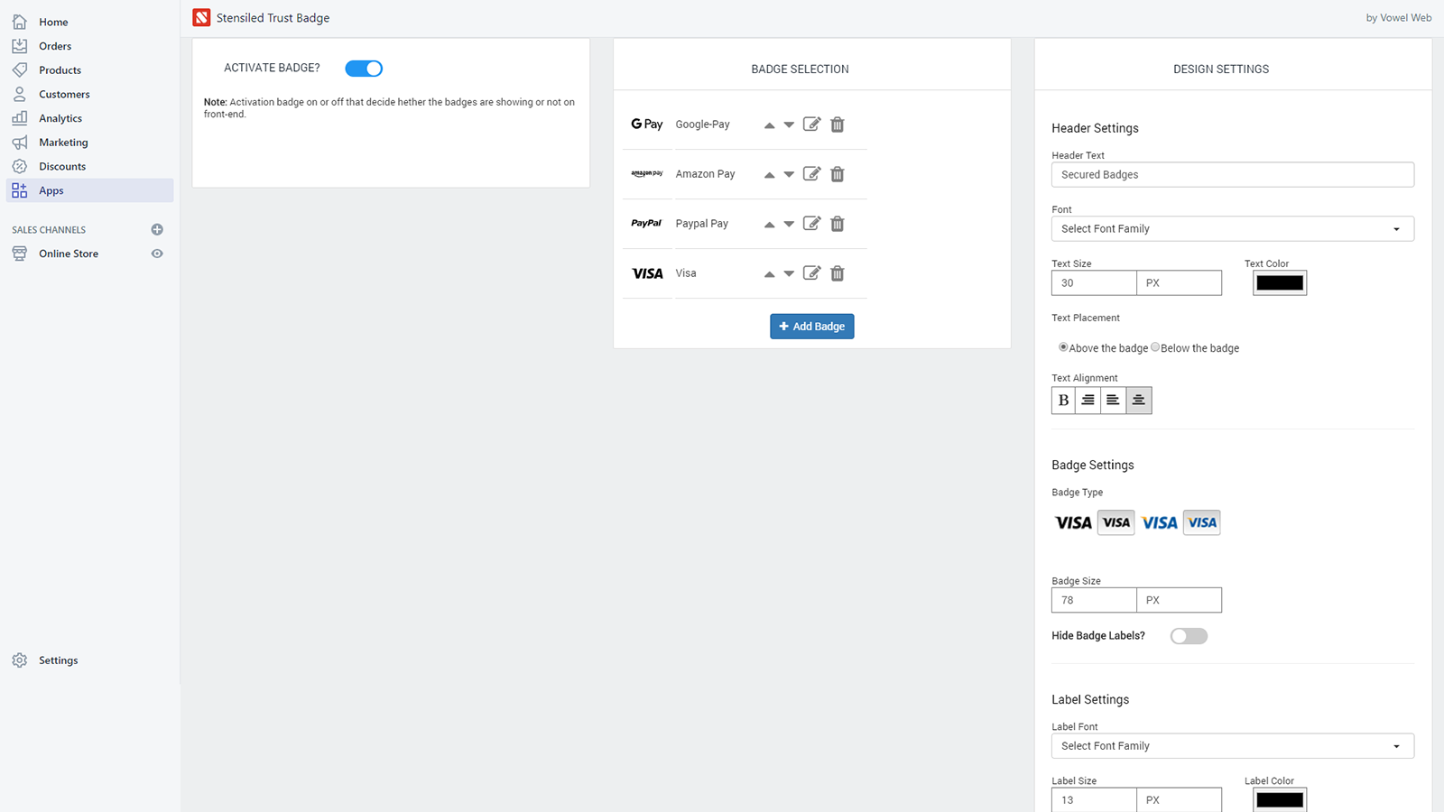 Configuración de Insignias