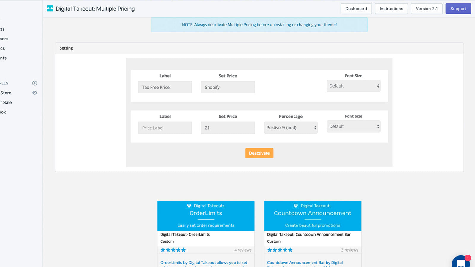 Digital Takeout: Multi Pricing Screenshot