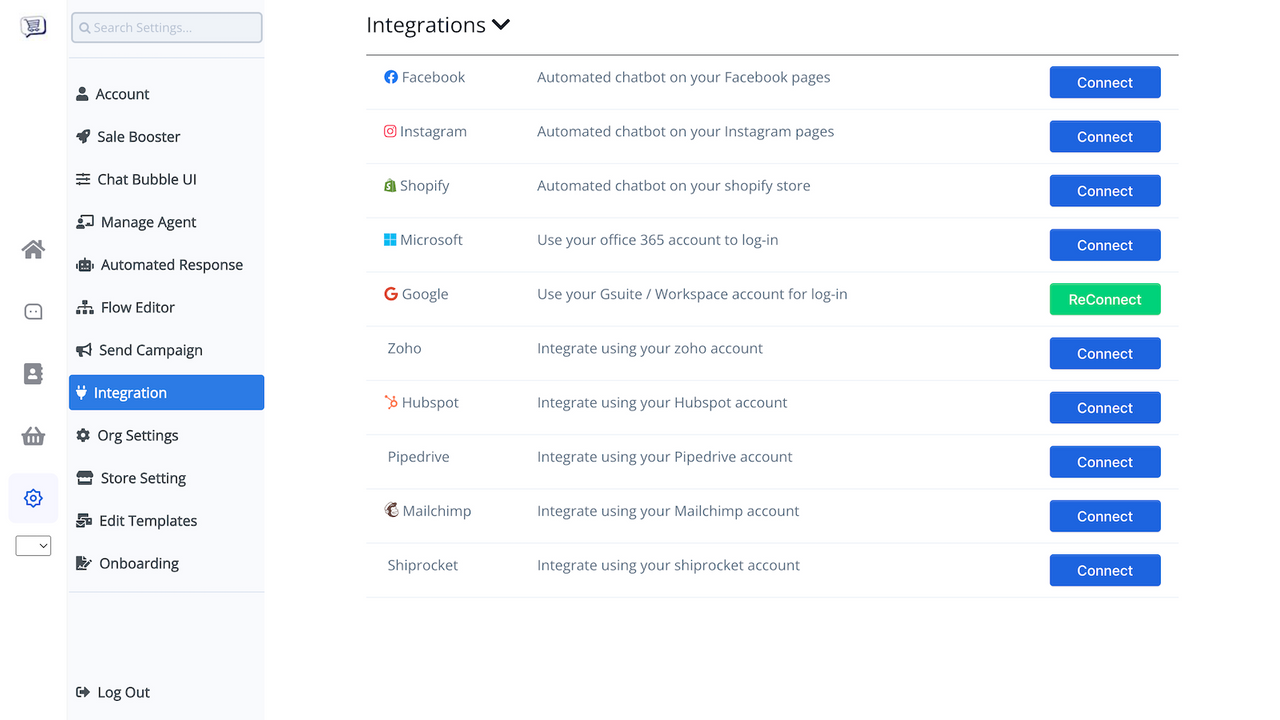 Integração com todos os pontos de contato do cliente