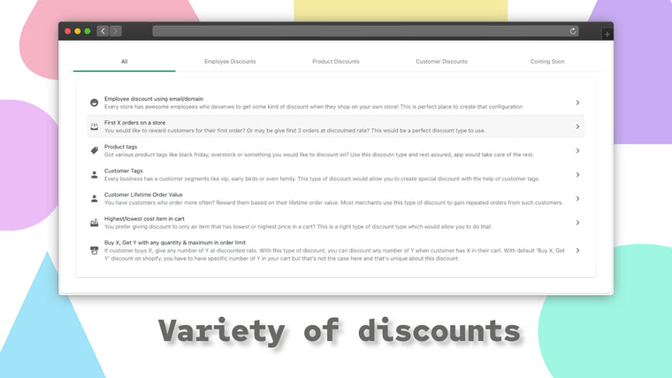 Discounts Hub Unique Discount Screenshot