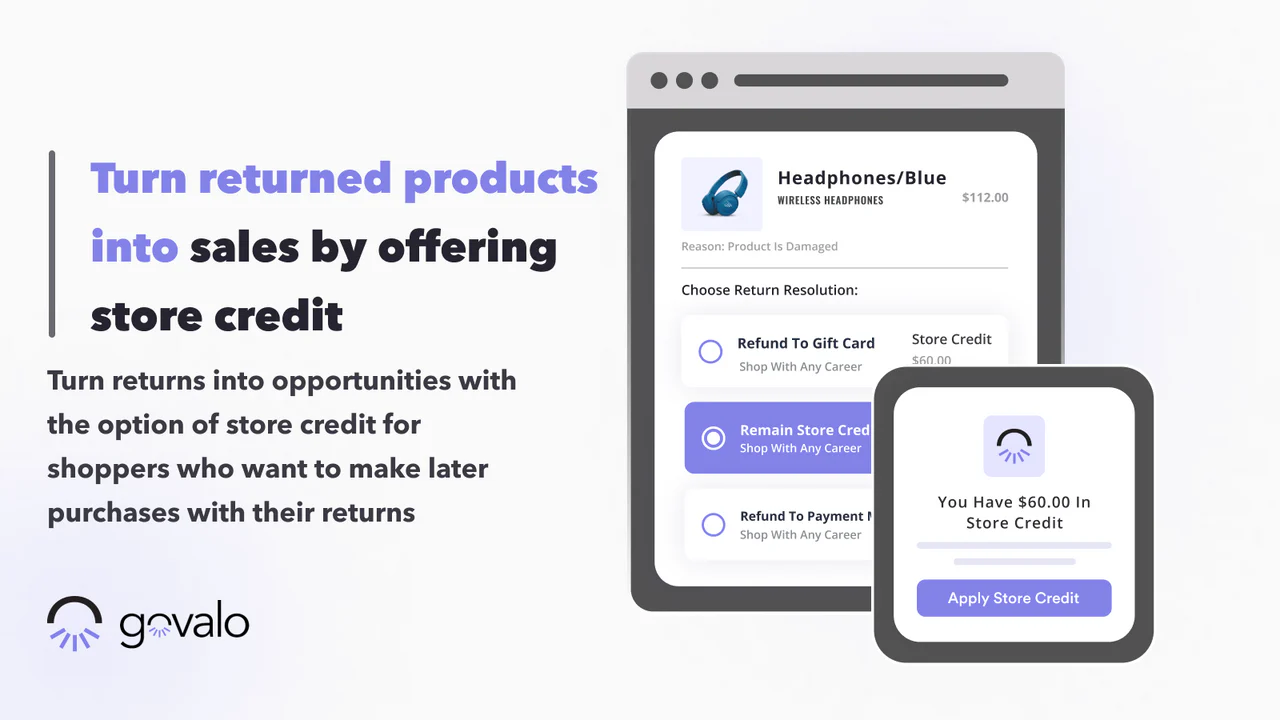 Tarjetas de regalo Govalo convirtiendo productos devueltos en crédito de tienda