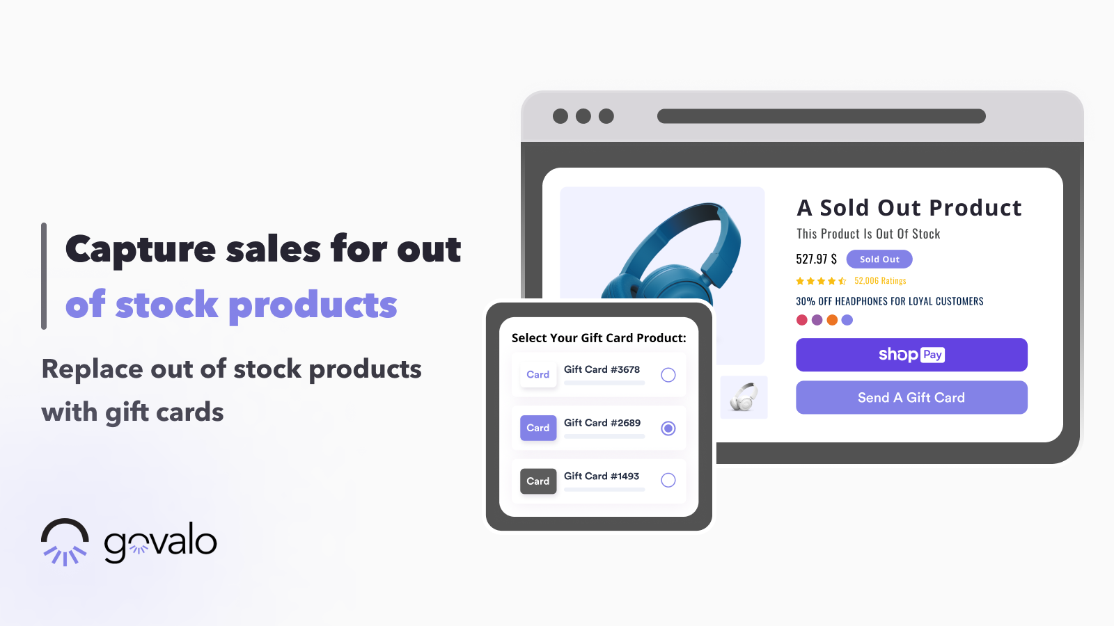 Capture sales for out of stock products into gift cards