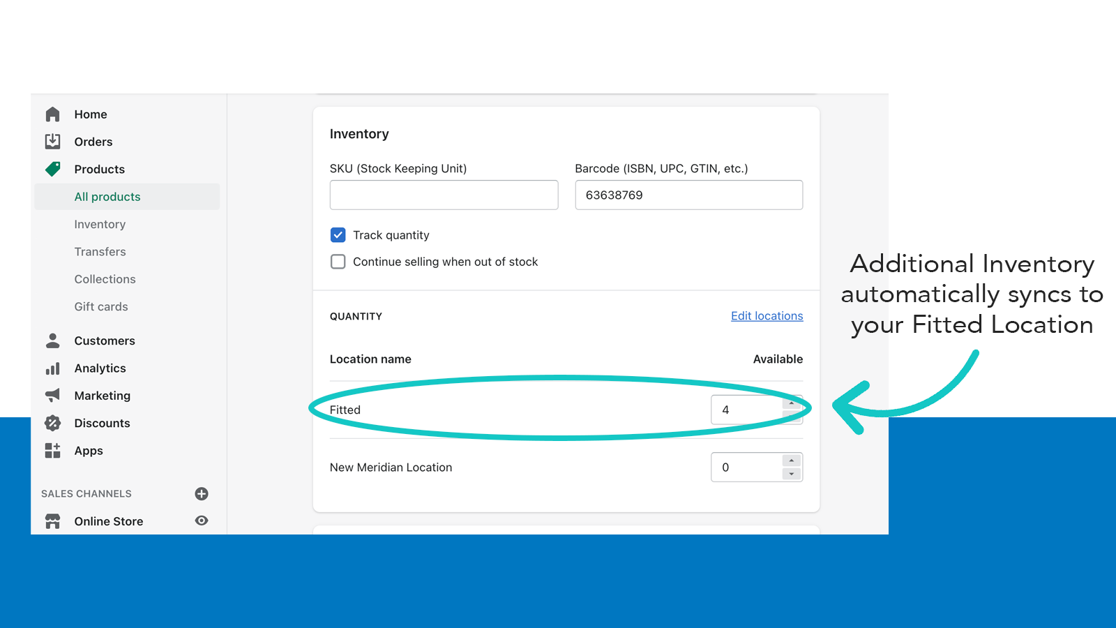 Additional inventory shows in your Shopify store