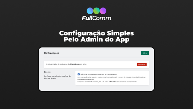 Configuração simples através do admin