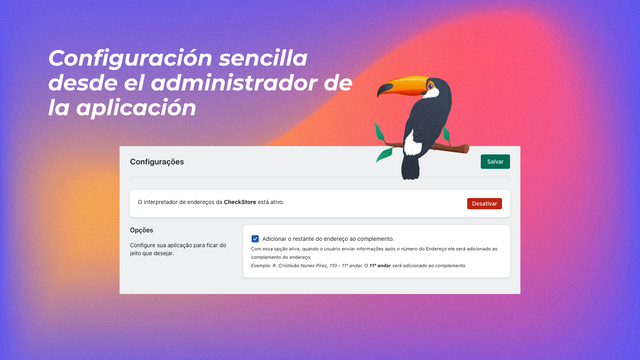 Configuración sencilla desde el administrador de la aplicación