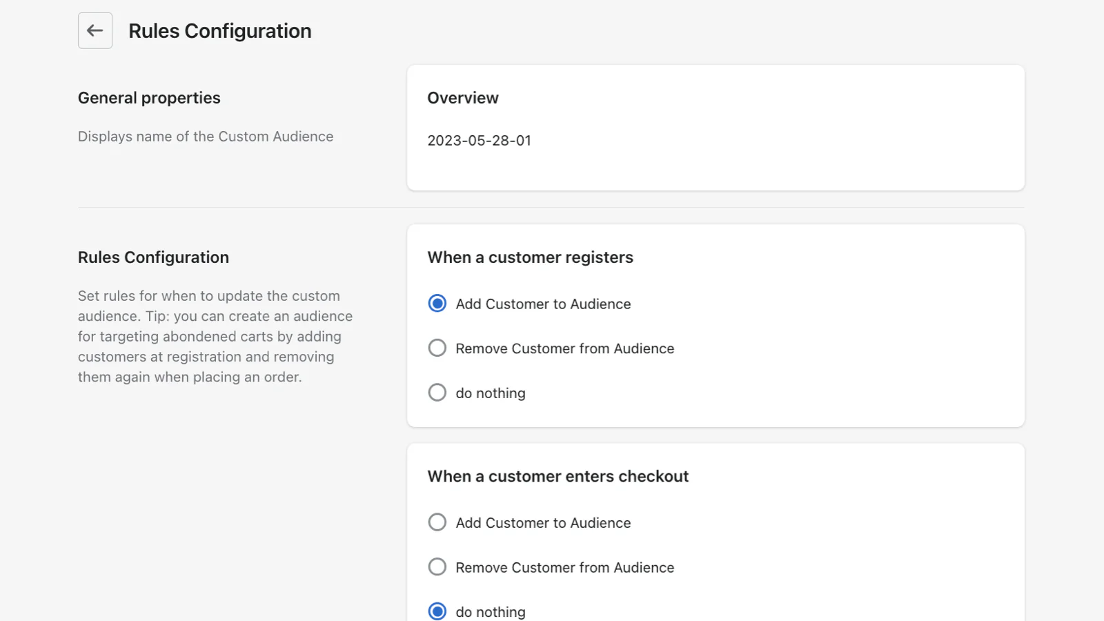 Configure when audience is updated