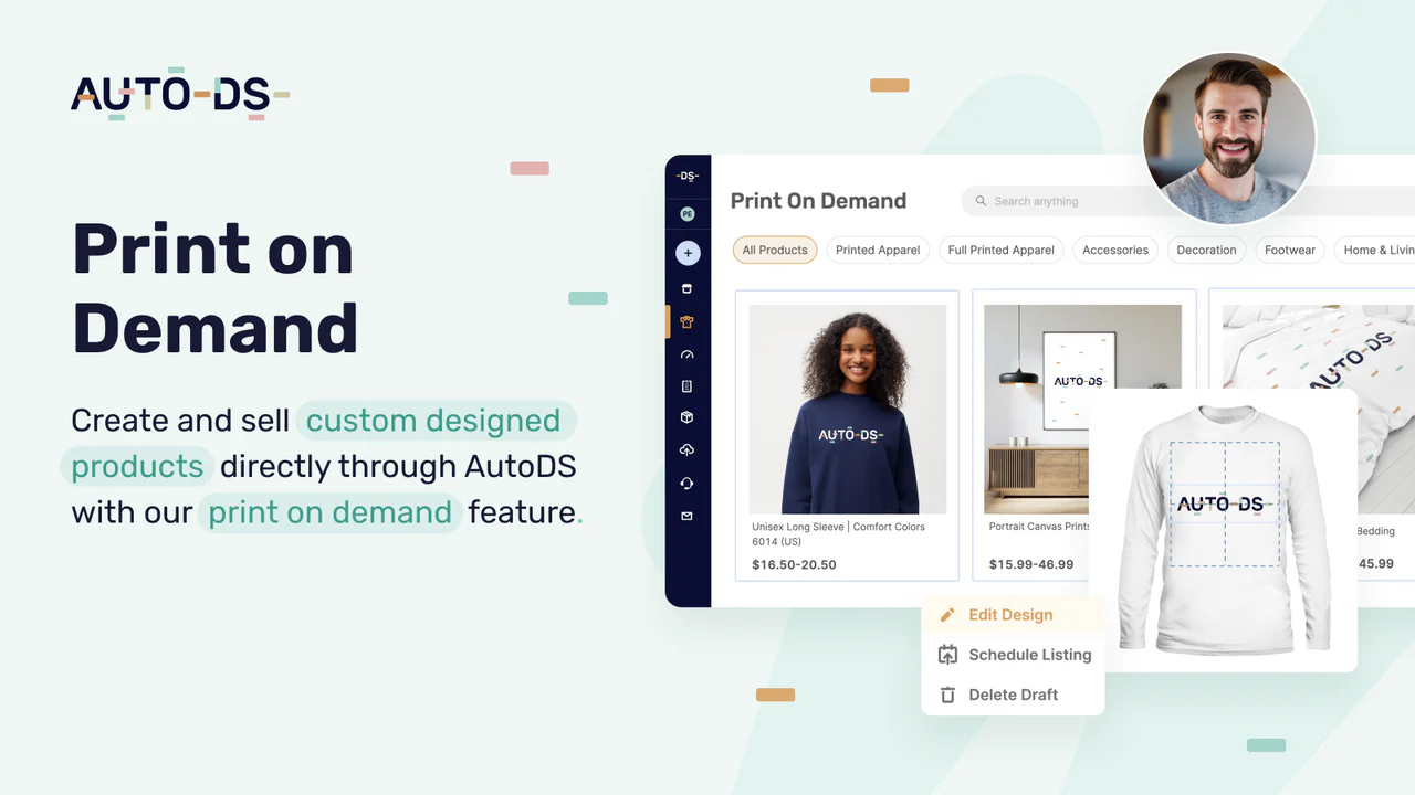 Sælg brugerdefinerede designede produkter med AutoDS print on demand (POD)