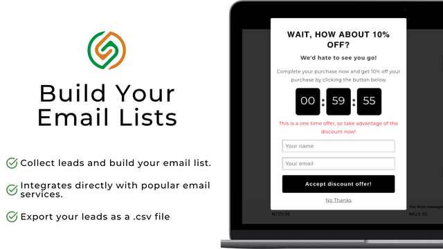 Pushy Shopify app screenshot - e-mail liste bygger