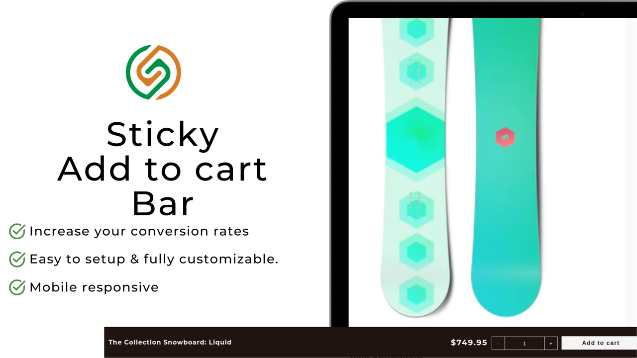 Captura de pantalla de la aplicación Pushy Shopify - barra pegajosa de añadir al carrito