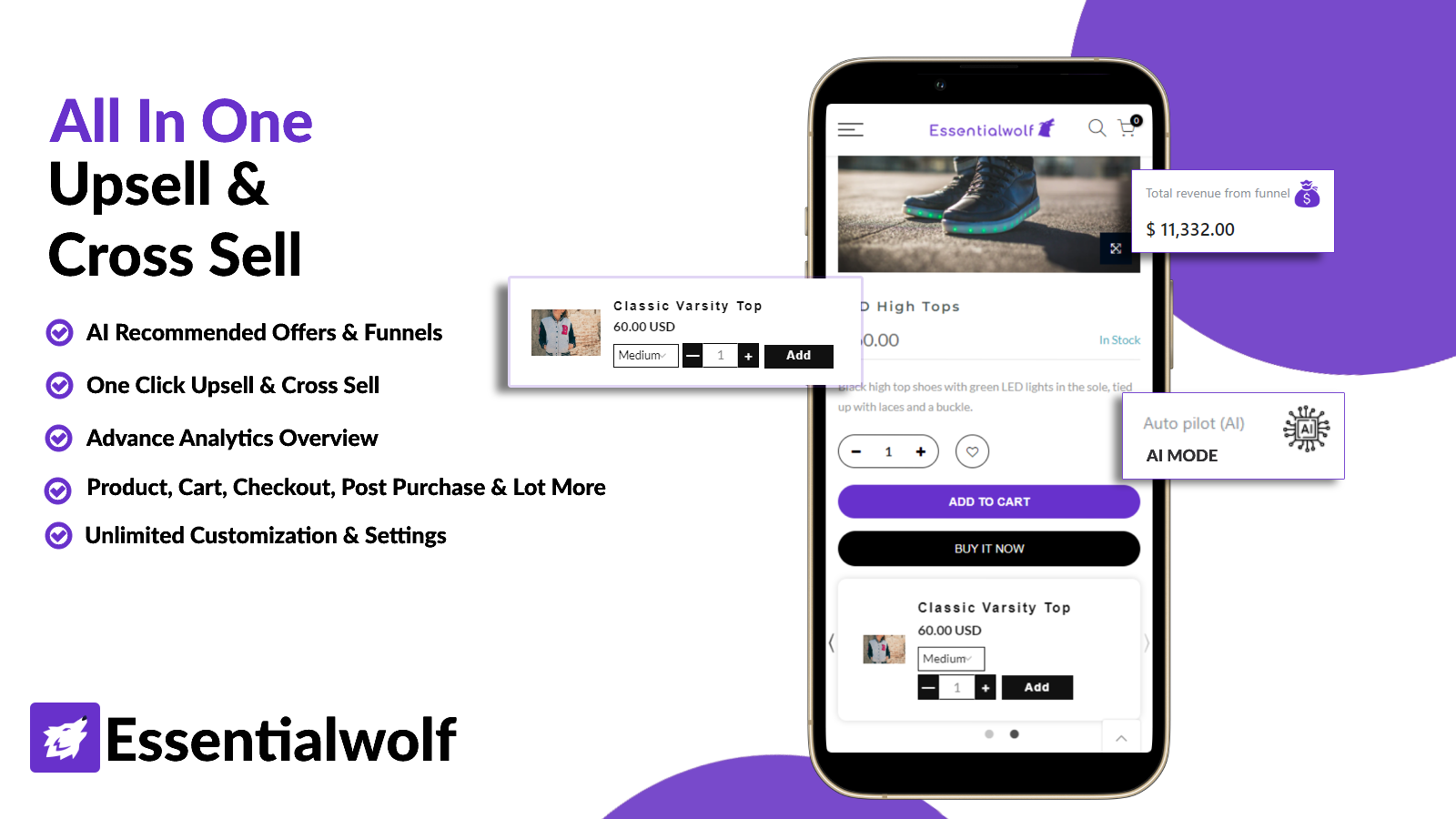 Aplicativo de upsell e cross sell da Essentialwolf