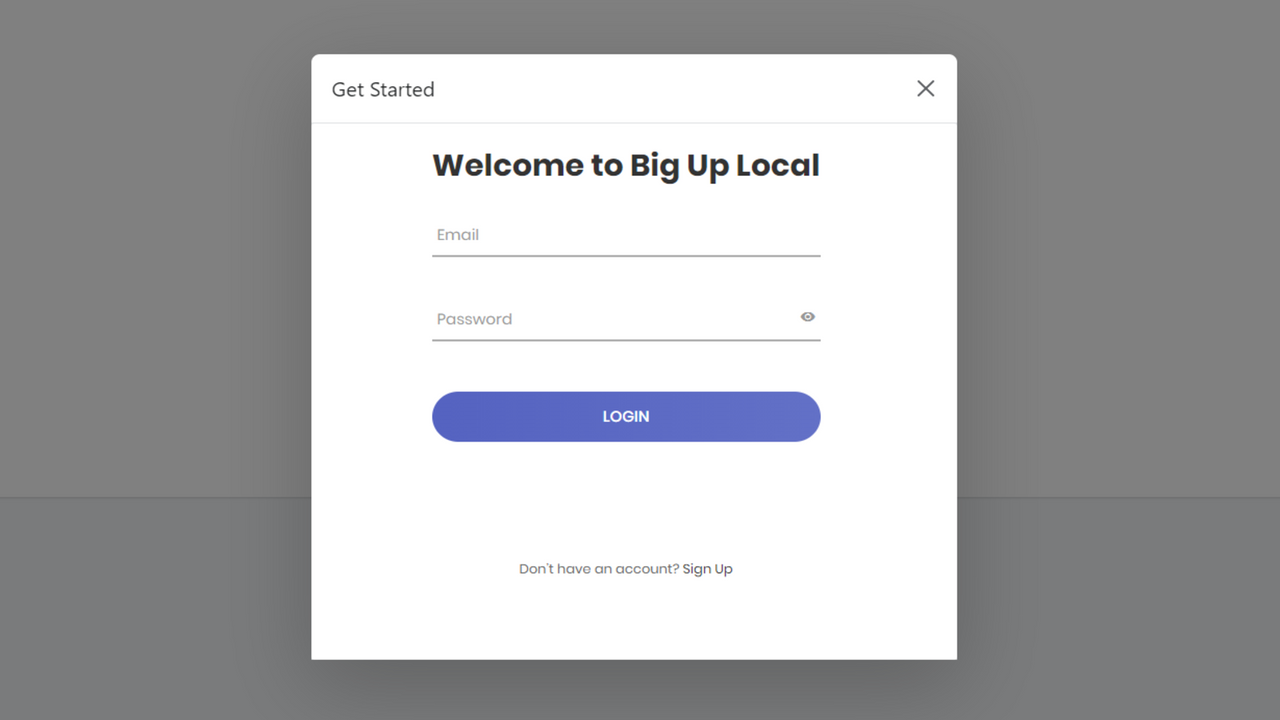 Logga in med ditt BigUp Local-konto