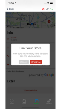 Vincule sua loja no aplicativo móvel