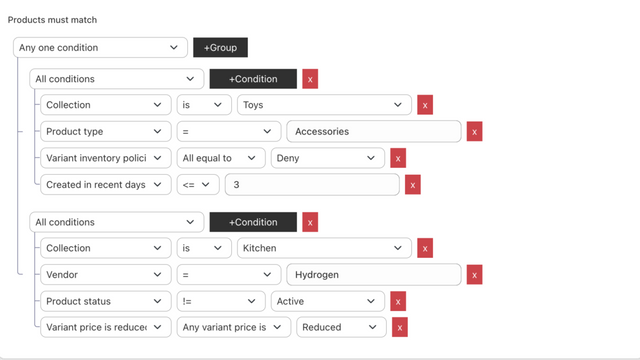 Powerful multiple conditions filter