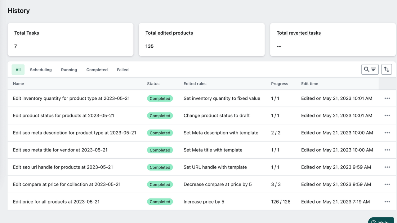 Manage task history easily