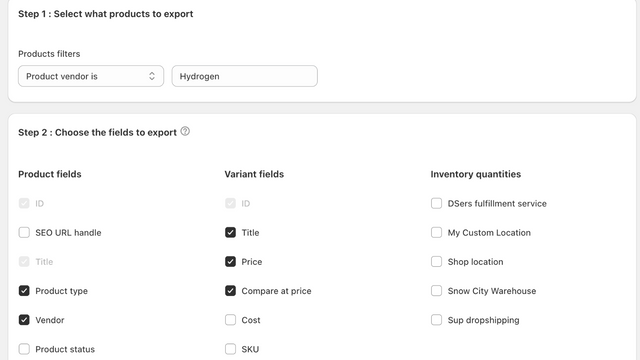 Export products to csv, schedule and recurring