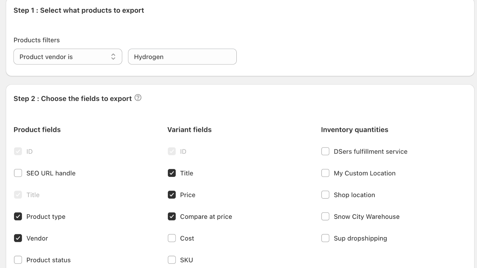 Export products to csv, schedule and recurring