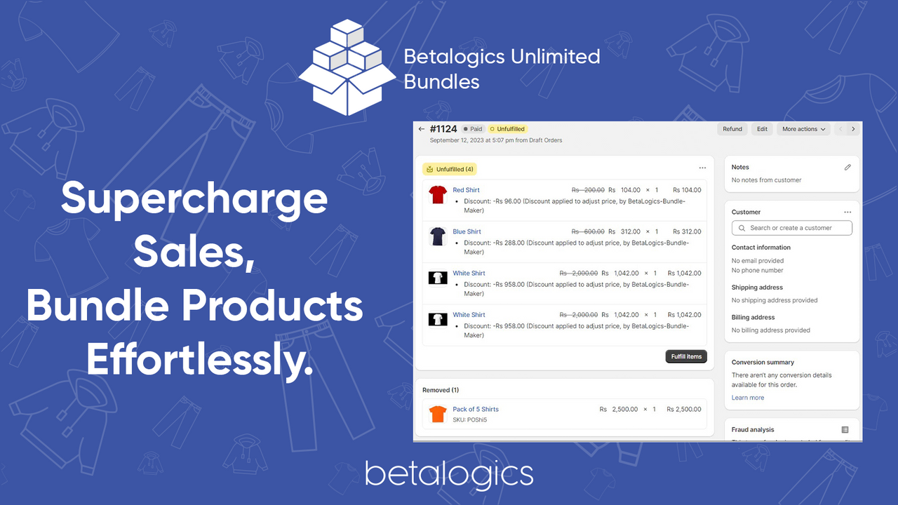 Page de liste de commandes de Betalogics Bundle Maker
