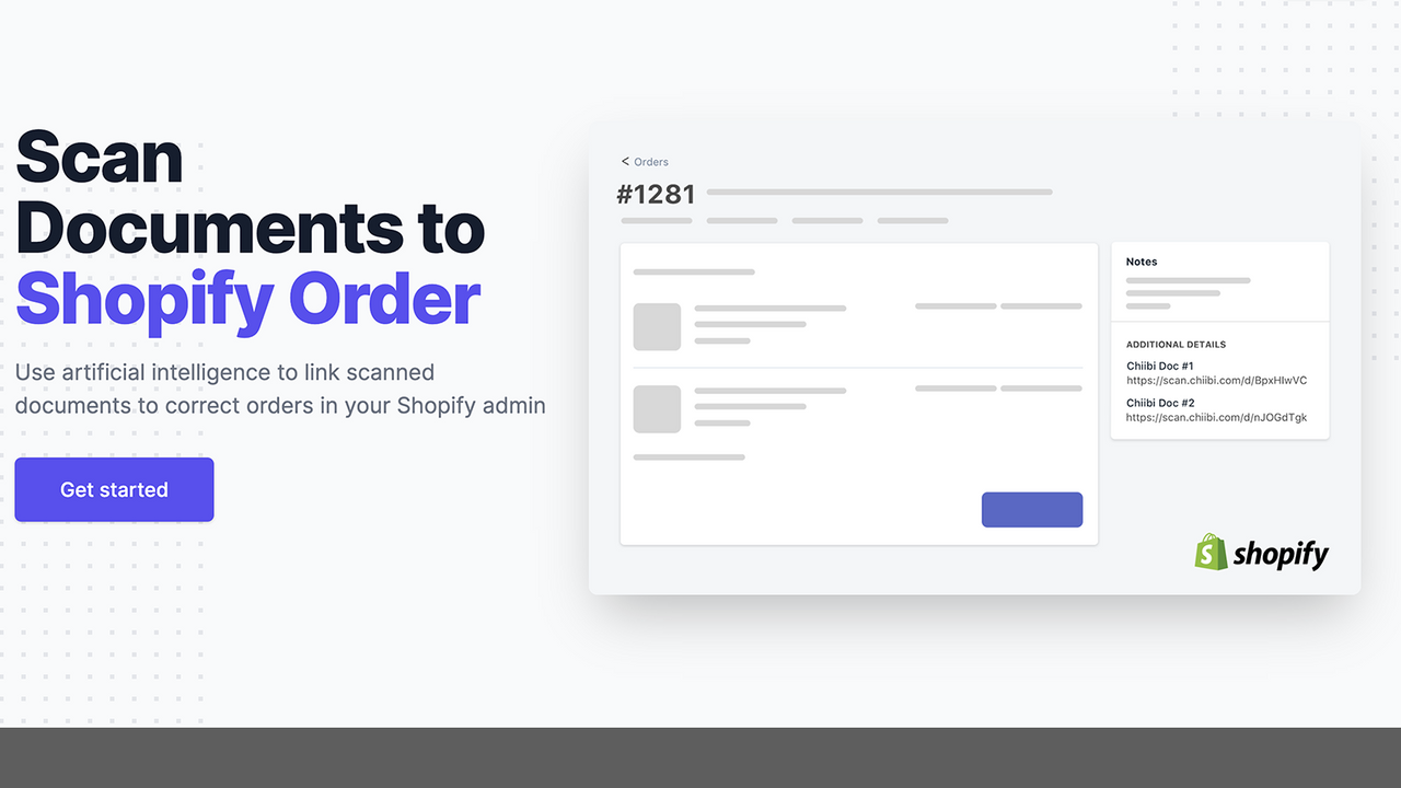 Scan Dokumenter til Shopify Order