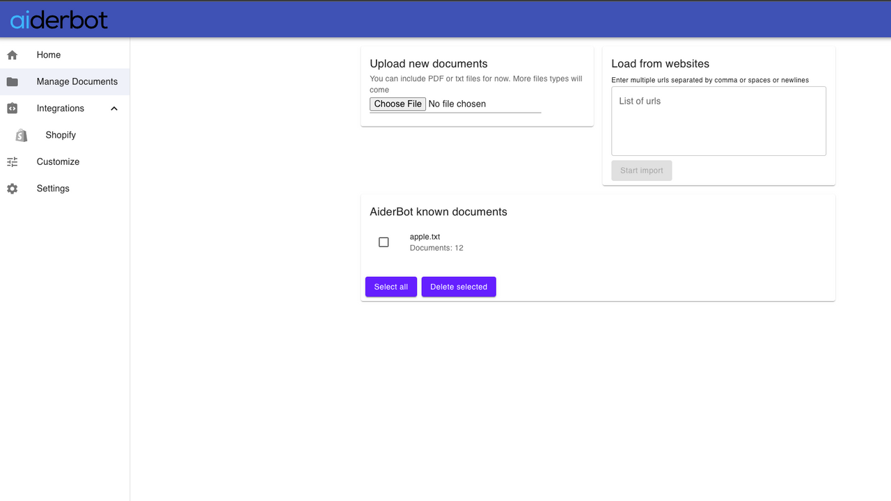 Upload your data with url or documents