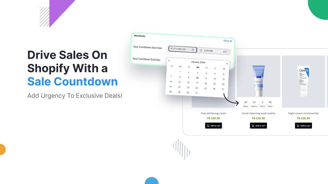 display product with countdown timer