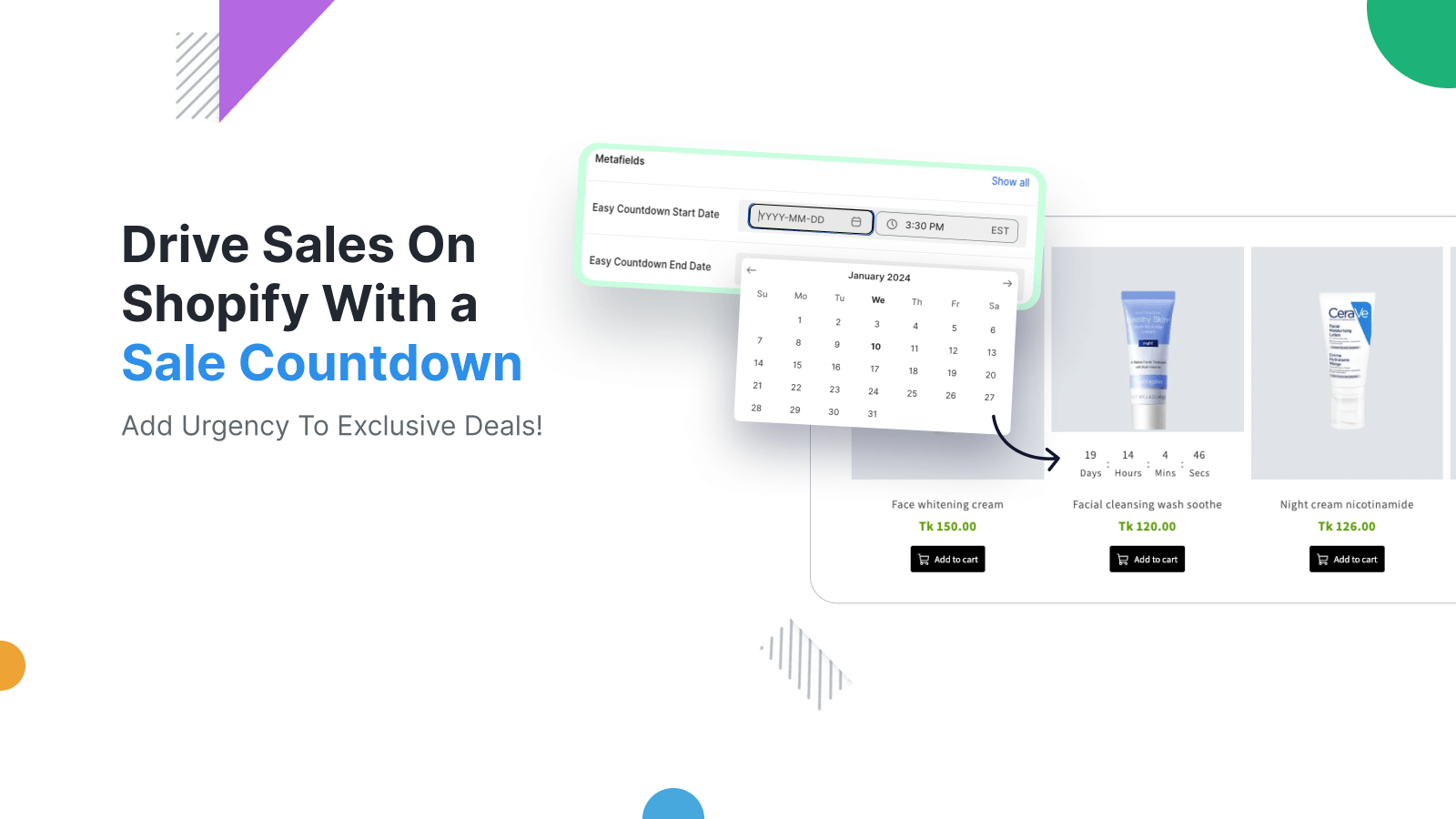 display product with countdown timer