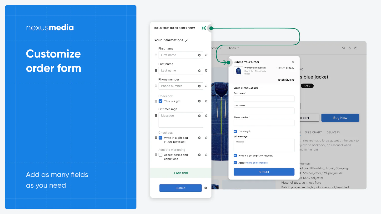 Customize order form, popup form builder. Cash on delivery.