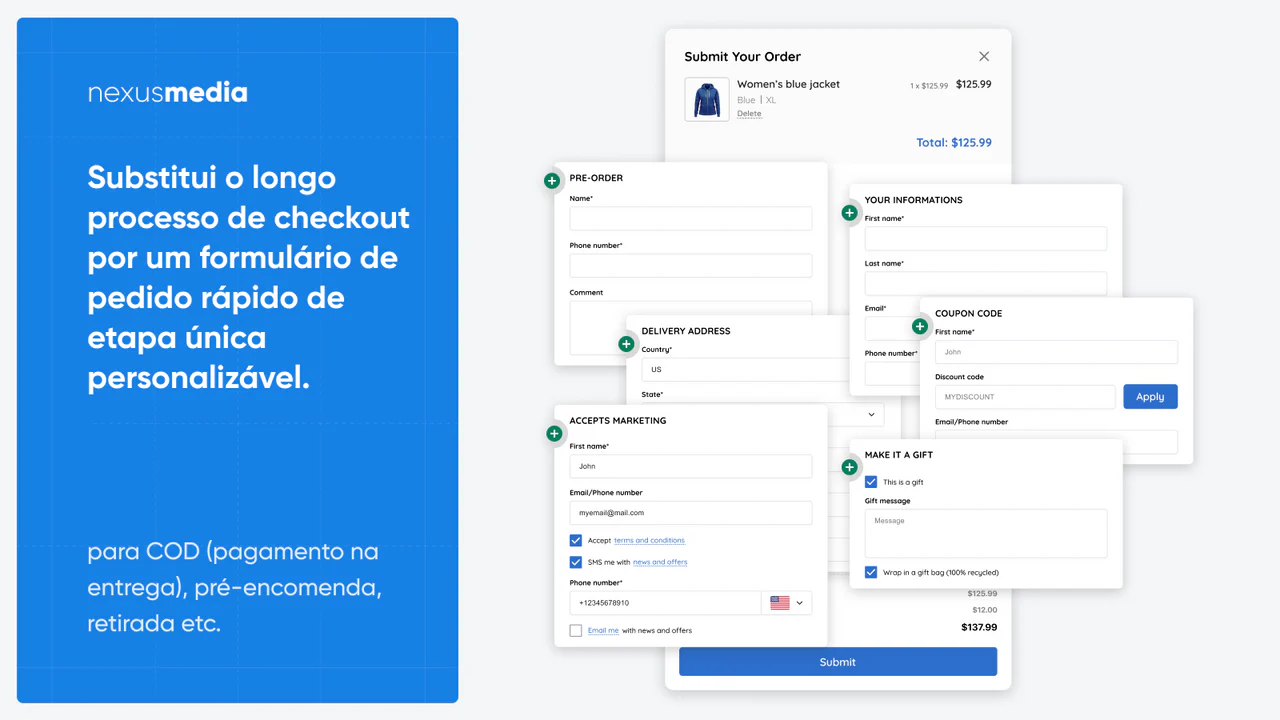 Substituir o checkout longo por um formulário de pedido rápido