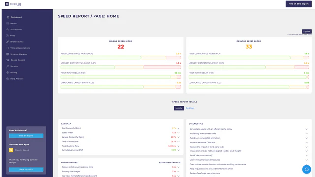 View SEO reports and metrics for your site to fix and optimize. 