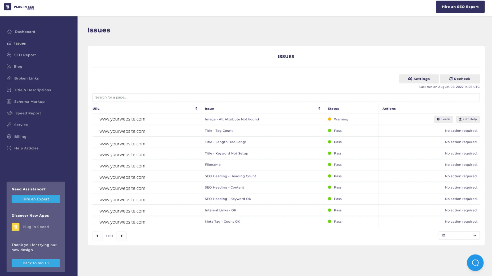 Kontroller nemt for SEO-problemer i ét dashboard.