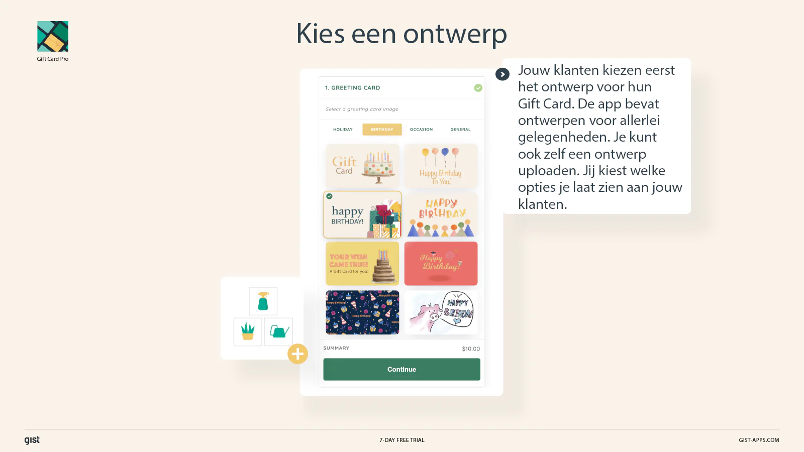 Jouw klanten kiezen eerst het ontwerp voor hun cadeaukaart.