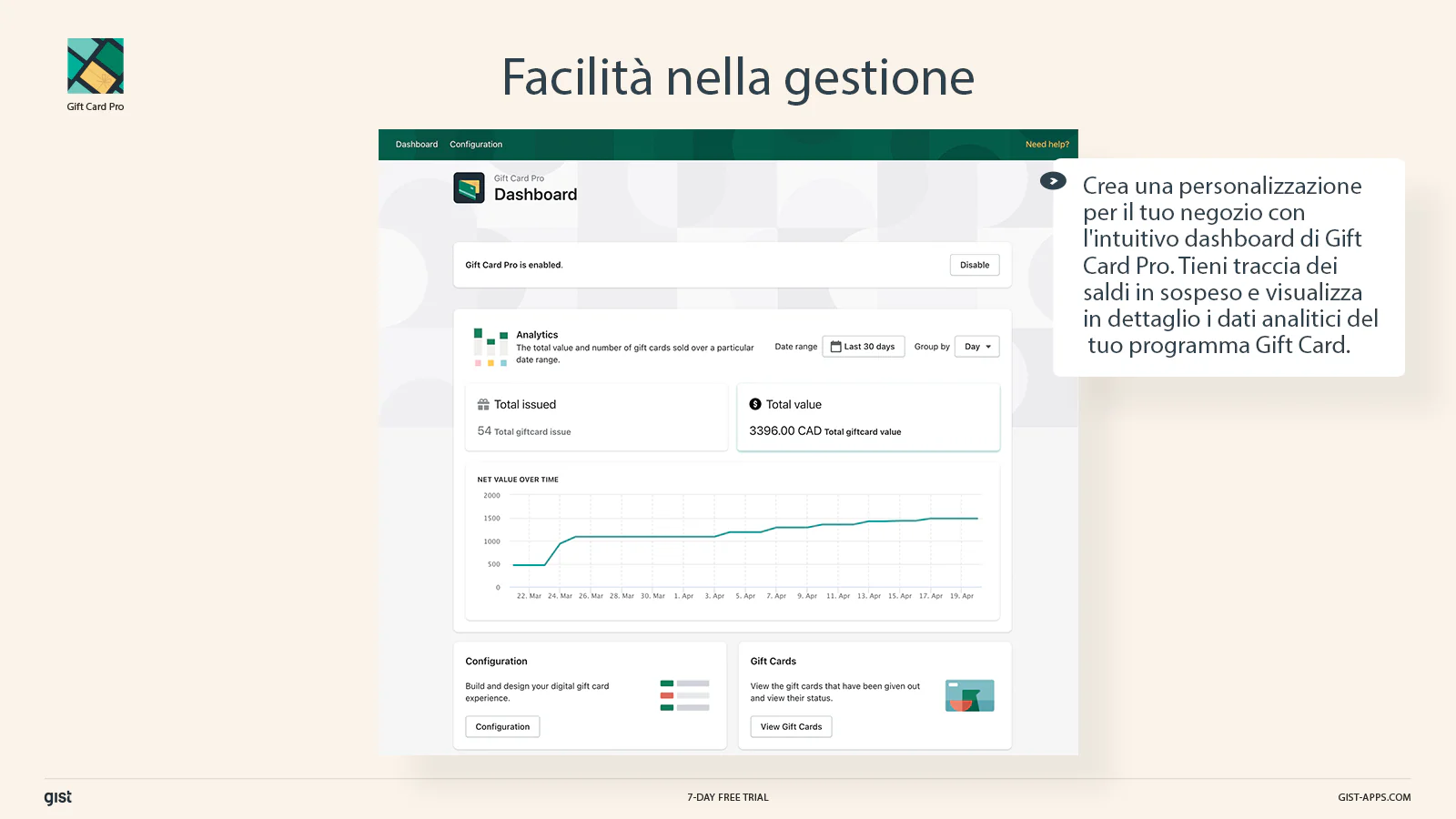 Dashboard di amministrazione semplice per la configurazione.