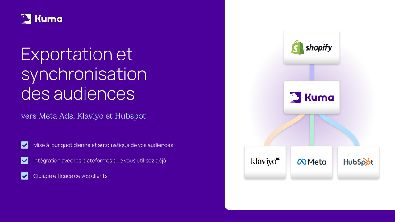 Exportation d'audience avec Klaviyo, HubSpot et Meta Ads