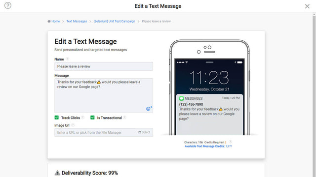 Crie mensagens de texto com visualização ao vivo